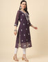 stylish embroidery work georgette designer party wear readymade long kurtis with lavender 13560-acy3391 Side View
